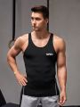 Men Letter Graphic Top-stitching Sports Tank Top