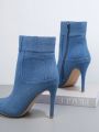 Denim Pointy Toe Stiletto Booties