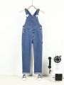 Tween Boys Size Denim Jumpsuit With Pockets