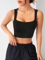 SHEIN Yoga High Street Solid Color Crop Sports Tank Top