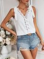 Women'S V-Neck Texture Splicing Tank Top