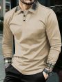 Men's Long Sleeve Plaid Polo Shirt