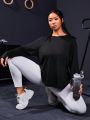 Yoga Basic Plus Size Solid Color Long Sleeve Athletic T-Shirt