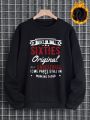 Men's Slogan Printed Fleece Sweatshirt