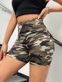 SHEIN Coolane Women's Camo Print Wide Waistband Shorts