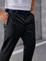 SHEIN Extended Sizes Men's Large Size Color Blocked Waist Casual Suit Trousers