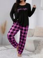 Plus Size Plaid Pattern Casual Home Clothes