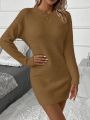 Solid Drop Shoulder Knit Sweater Dress
