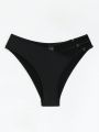 Solid Color Hollow Out Detail Bikini Bottom