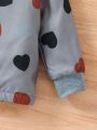 SHEIN Kids EVRYDAY Girls' (Little) Heart Print Fleece Lined Hooded Jacket