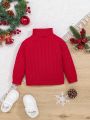 SHEIN Boys Baby Turtleneck Raglan Sleeve Sweater