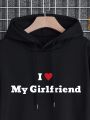 Men'S Plus Size Hooded Sweatshirt With Heart Print