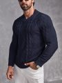 Manfinity Men V Neck Cable Knit Sweater