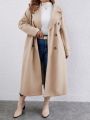 SHEIN Essnce Plus Lapel Neck Double Breasted Overcoat