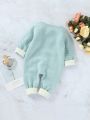 Baby Girls' Long Sleeve Sweater Jumpsuit With Drop Shoulder