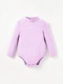 Cozy Cub Baby Girl Solid Color Long Sleeve Stand Collar Bodysuit Two Piece Set