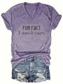 Women'S Slogan Printed Short Sleeve T-Shirt