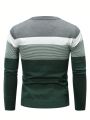 Men's Striped Colorblock Round Neck Sweater