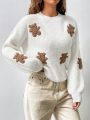 SHEIN Qutie Cute Bear Patterned Casual Sweater For Any Occasion
