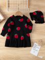 Baby Girl Strawberry Pattern Sweater Dress