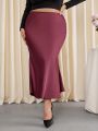 SHEIN Privé Plus Size Elegant Mermaid Hem Midi Skirt