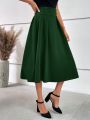 SHEIN Clasi Women's High Waisted Button Detail Solid Color Skirt