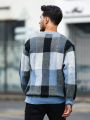 Manfinity Men'S Plaid Round Neck Sweater