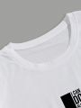 Extended Sizes Men's White Round Neck Printed Sleeveless T-shirt