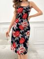 Women's Floral Printed Spaghetti Strap Sleep Dress