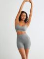 SHEIN Leisure Solid Color Strap Tank Top Bra