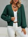 SHEIN Frenchy Drop Shoulder Button Front Cardigan