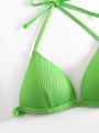SHEIN Swim Vcay Women's Solid Color Halter Neck Bikini Top