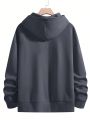 Men's Plus Size Hooded Fleece Sweatshirt With Cartoon Bear Print