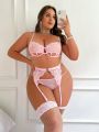 SHEIN Plus Size Hollow Out Lace Sexy Lingerie Set