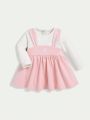 SHEIN Baby Girl Heart Embroidery 2 In 1 Dress