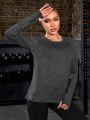 Marled Knit Thumb Holes Sports Tee