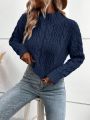 SHEIN Frenchy Solid Color Cable Knitted Sweater