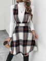 SHEIN Frenchy Women's Plaid Overall Dress