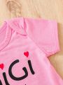 Baby Girl Heart & Slogan Graphic Bodysuit