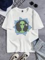 Manfinity LEGND Men's Plus Size Alien Print Drop Shoulder T-Shirt