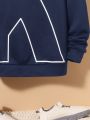 SHEIN Tween Boy Letter Graphic Hooded Sweatshirt