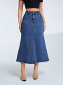 Women's Long Mermaid Style Denim Skirt