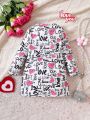 SHEIN Baby Girl Heart & Letter Graphic Tee Dress