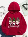 Teen Girl 1pc Christmas Print Hoodie