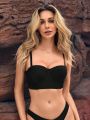 SHEIN Leisure Solid Color Tight-fitting Bra Bikini Top