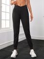 Yoga Basic Solid Slant Pocket Sports Pants