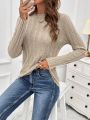 SHEIN LUNE Solid Color Ribbed Casual Women's Sweater