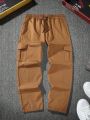 Men's Solid Color Casual Pants With Pocket Design