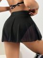 SHEIN Swim Basics 1pc Solid Color High Waist Cover Up Skirt