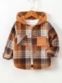 Toddler Boys Plaid Print Hooded Coat Without Tee